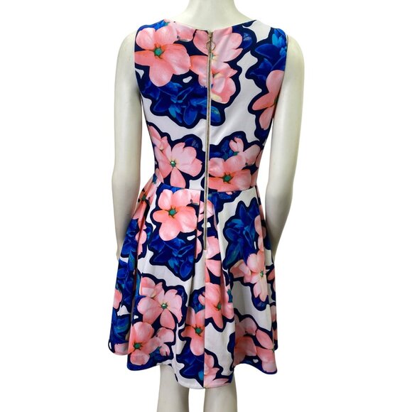 Taylor Floral Sleeveless Fit & Flare Dress Pink & Blue Flowers Size 8‎ - Picture 5 of 6